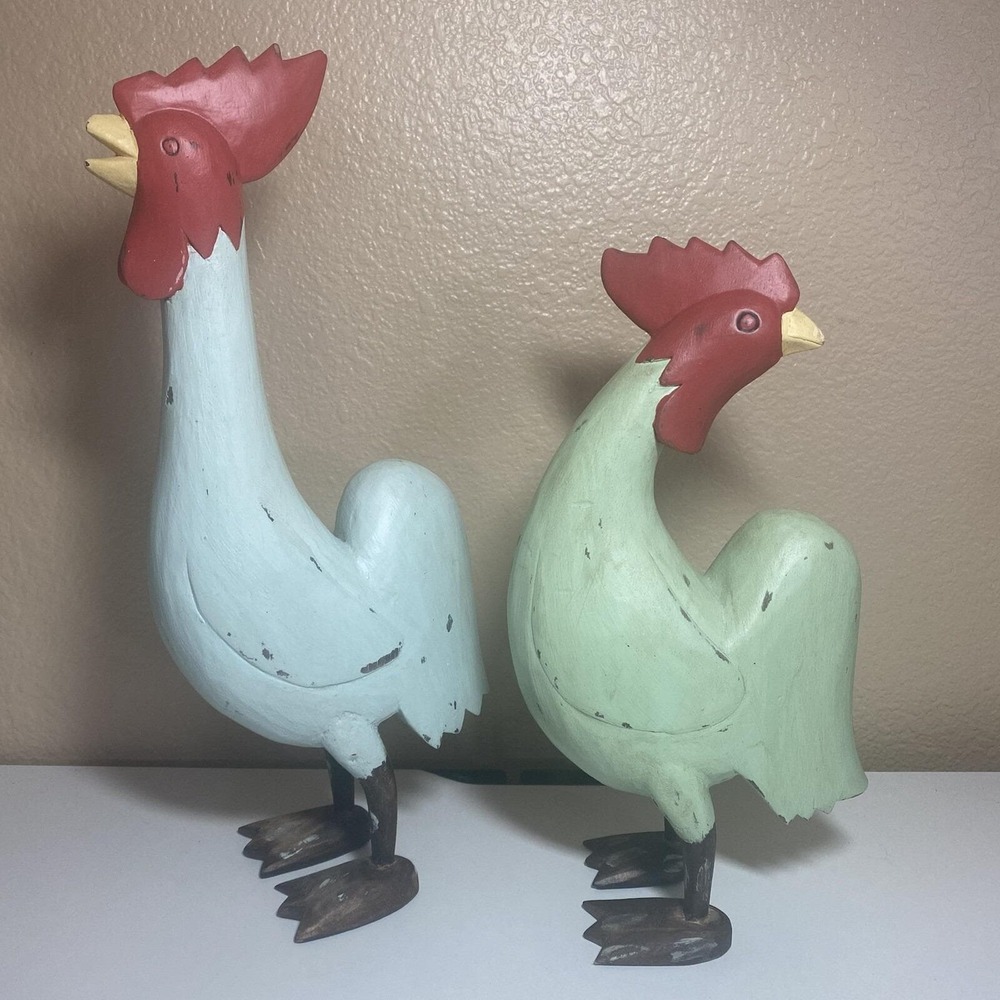 Folk Art Country Figurine Chicken Hen Home Decor 16", 12.5"